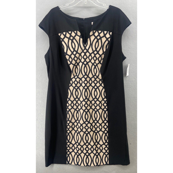 NWT Dressbarn Dress Womens Sz‎ 18W Plus Geometric Short Sleeve Sheath Business - Picture 1 of 16